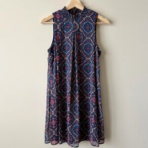 Speechless Navy and Pink Sleeveless Mini Dress